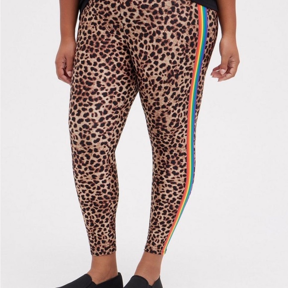 Torrid - Leggings 1X 4X Rainbow Leopard Pride Premium Liquid Pants Retro 90s New - Picture 2 of 5